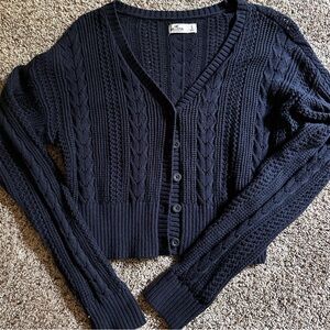 Hollister Navy Blue Cable Knit Cardigan Sweater